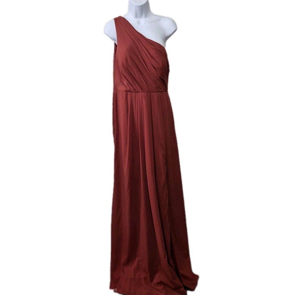 Azazie Women's Elisa One Shoulder Formal Dress Rust Size A12
